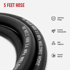 RX WELD argon hose, 1/4-inch ID, stable flow from regulator to torch