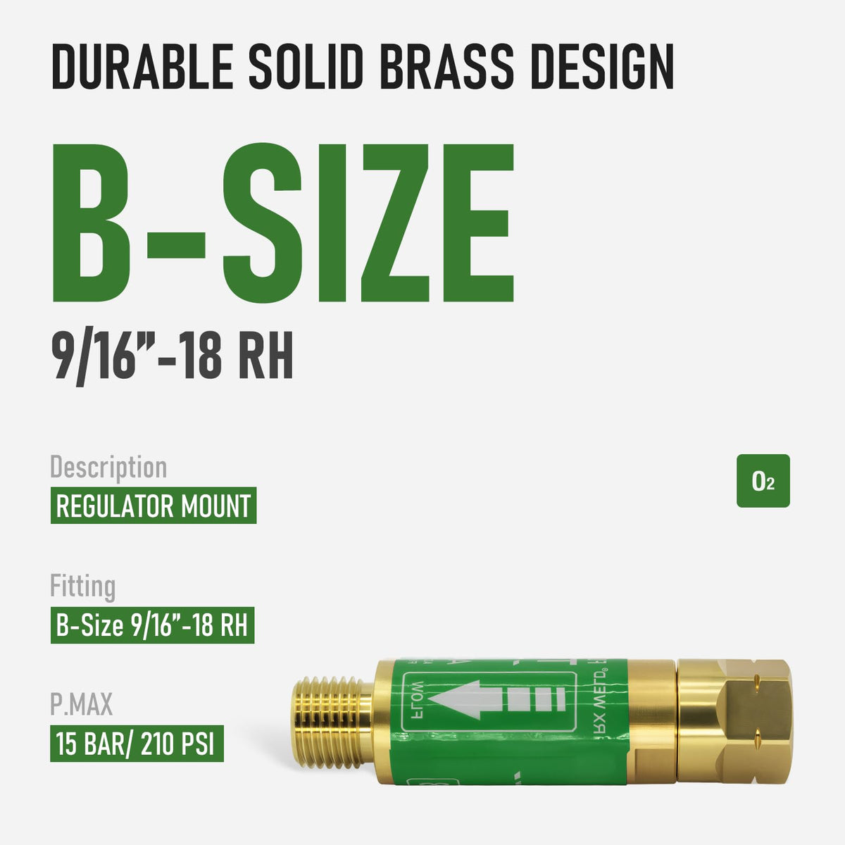 RX WELD 9/16-18UNF B-size arrestor highlights reliable regulator connection