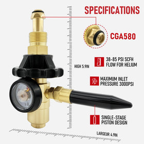 RX WELD balloon inflator valve with built-in gauge for monitoring pressure