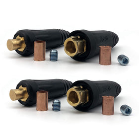 RX WELD DINSE connector pair enabling quick, secure welding cable connections for efficient setups.