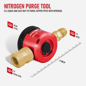 RX WELD nitrogen purge tool shows hose connection for quick setup