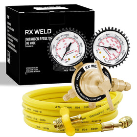 RX WELD nitrogen regulator front view with easy-to-read gauges for precise pressure control.