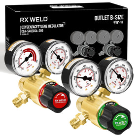 RX WELD oxygen regulator CGA540 front view for precise gas delivery.