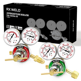 RX WELD oxygen regulator with CGA-540 inlet for precise welding gas control.