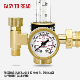 RX WELD regulator with multiple outlet options for versatile connections.