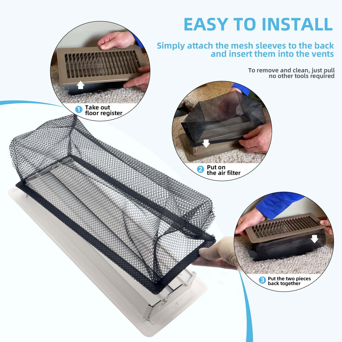 RXSIAT floor register trap debris catcher capturing small items inside the vent