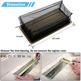 RXSIAT floor register trap installation behind a 4x10 inch vent for quick setup