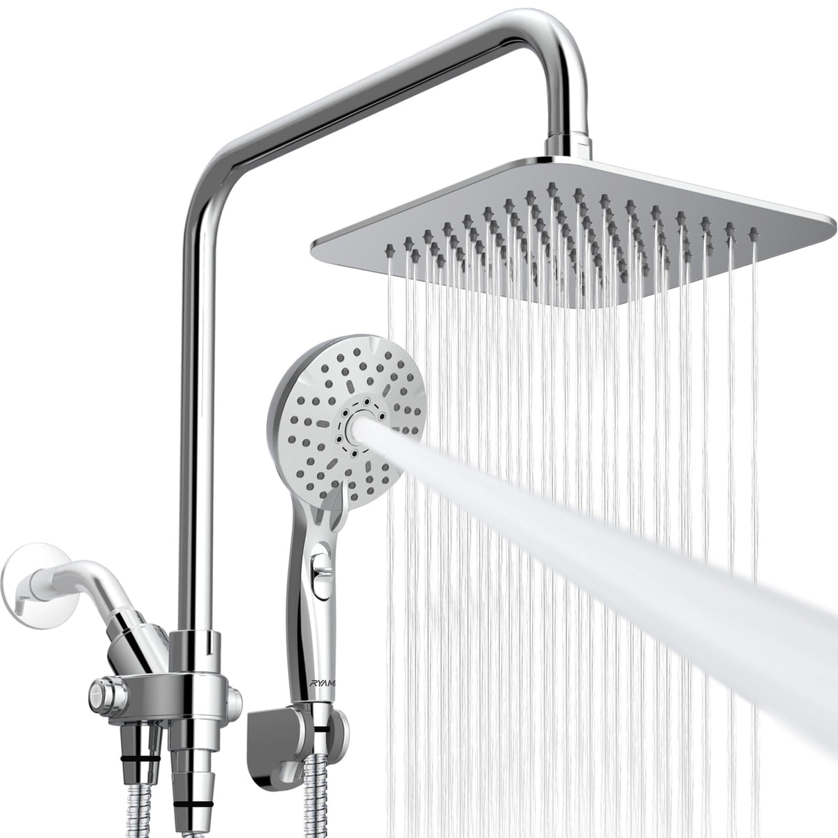Ryamen dual shower head combo with 8-inch rain head for a spa-like home shower