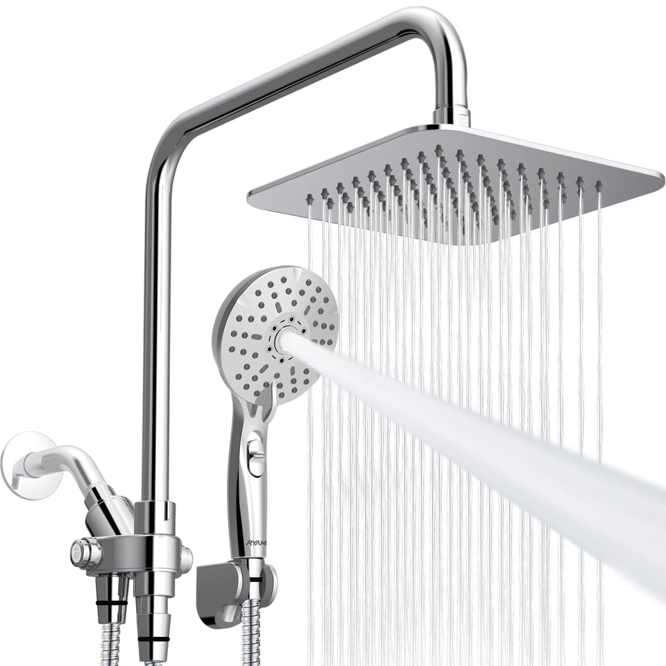 Ryamen dual shower head combo with 8-inch rain head for a spa-like home shower