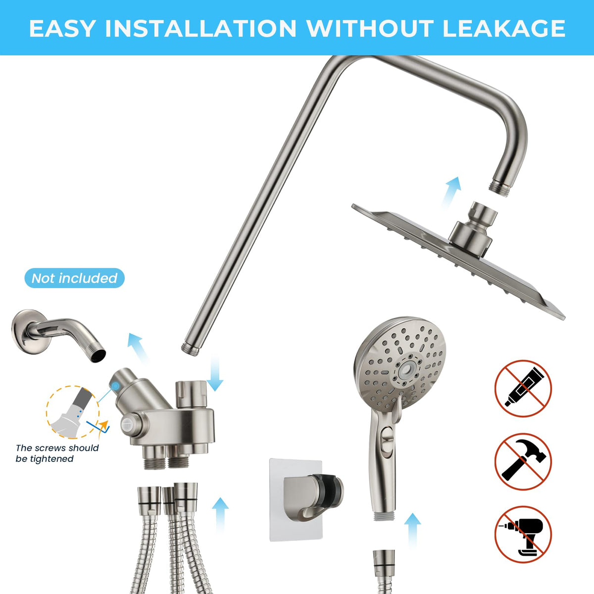 Ryamen dual shower head complete system for everyday use