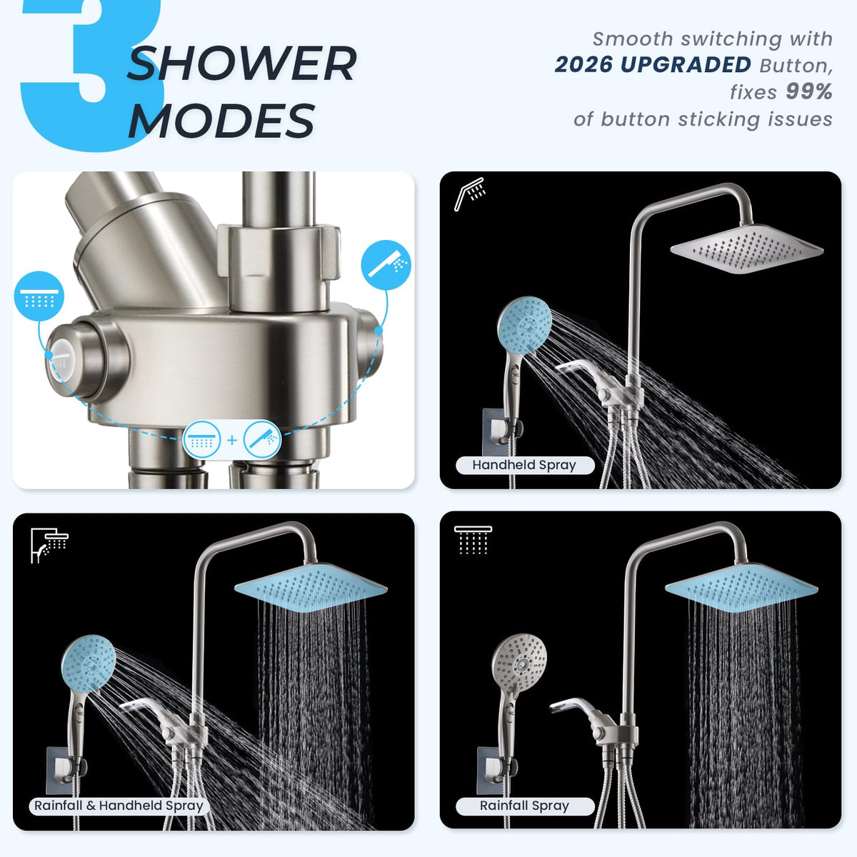 Ryamen adjustable slide bar raises shower height up to 13.3 inches