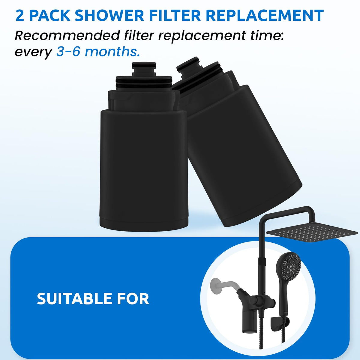 Ryamen filter components including KDF, red stone, carbon, calcium sulfite, and vitamin C for effective filtration.
