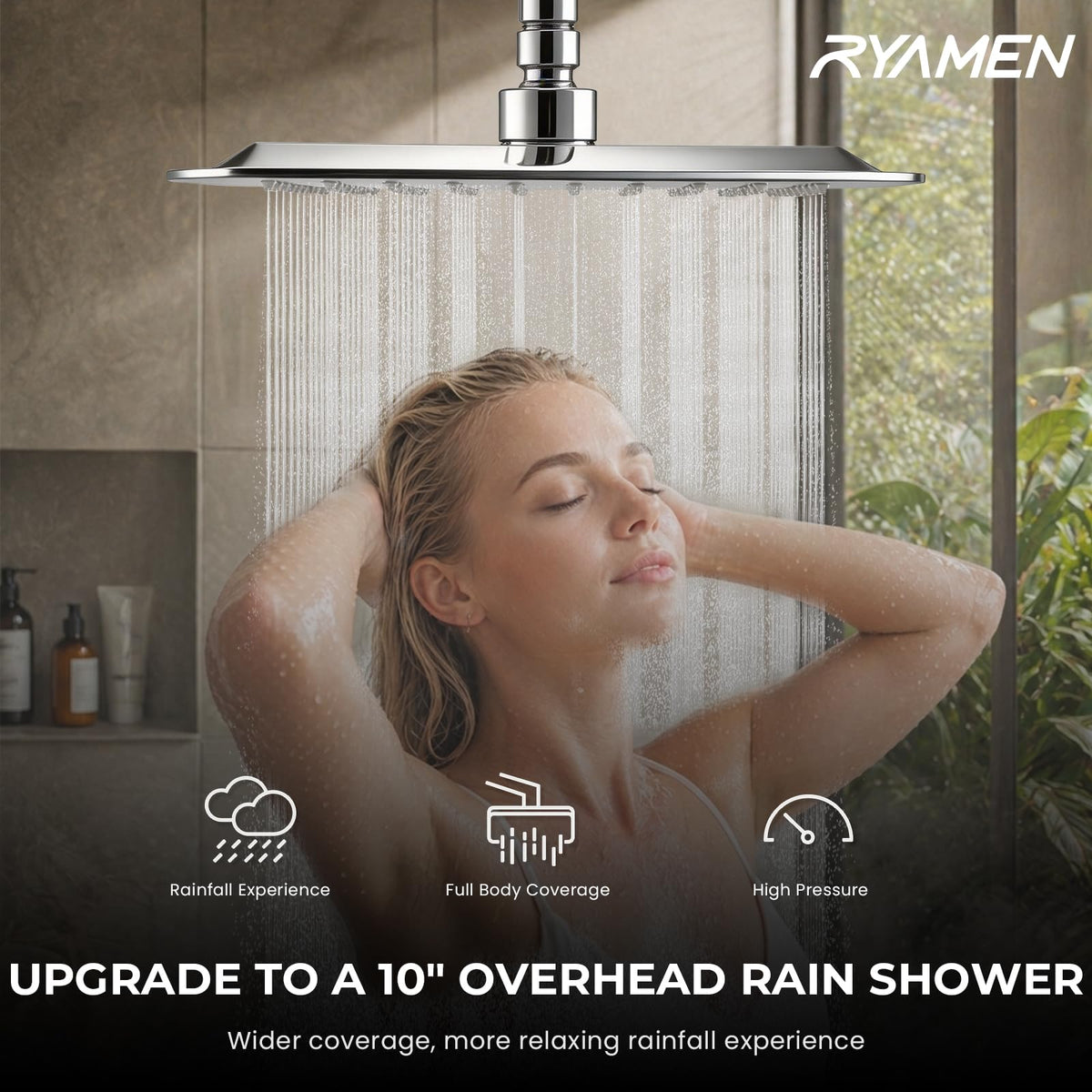 Ryamen handheld shower head with multiple spray patterns