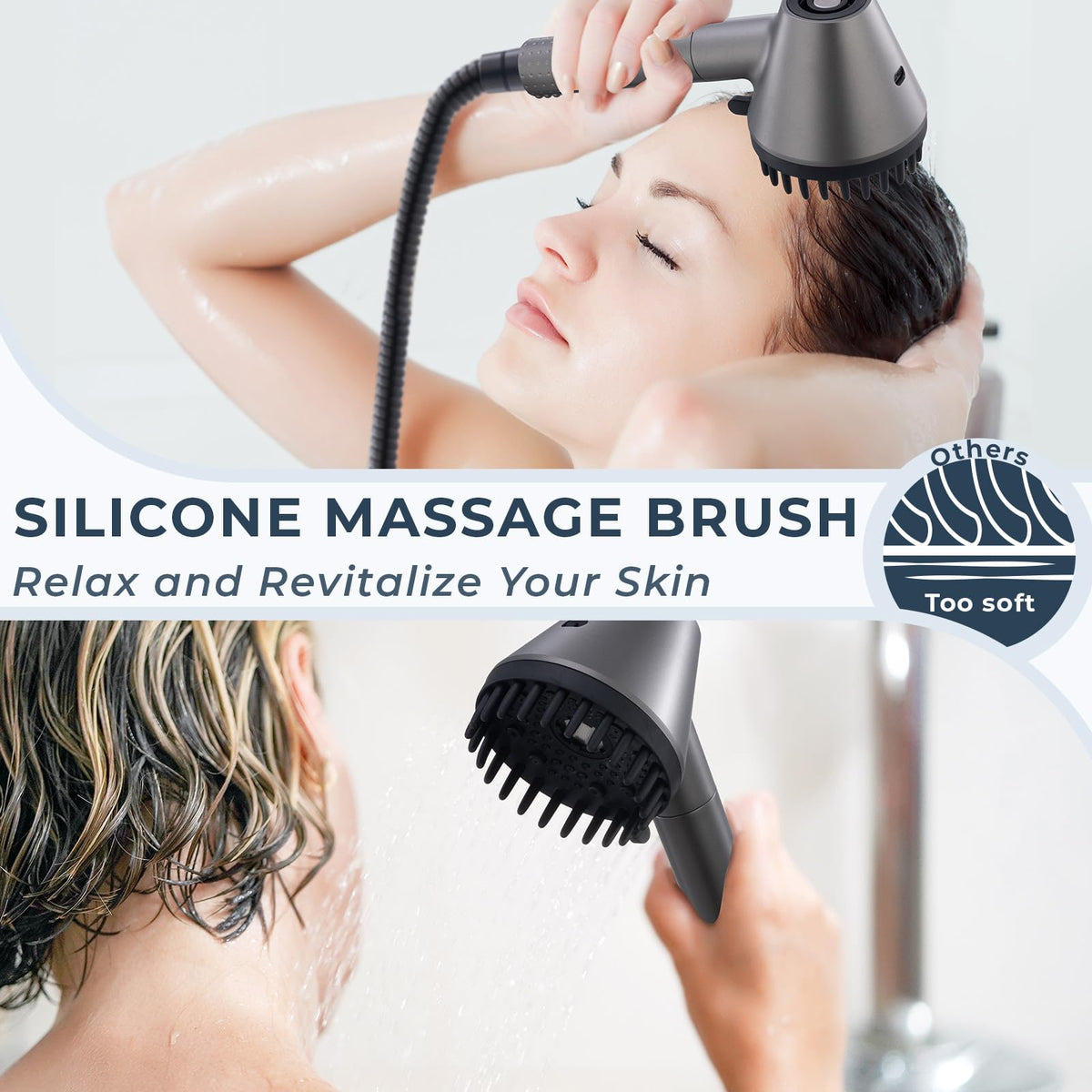 Ryamen one-touch pause: instant water stop during shampooing to save water.