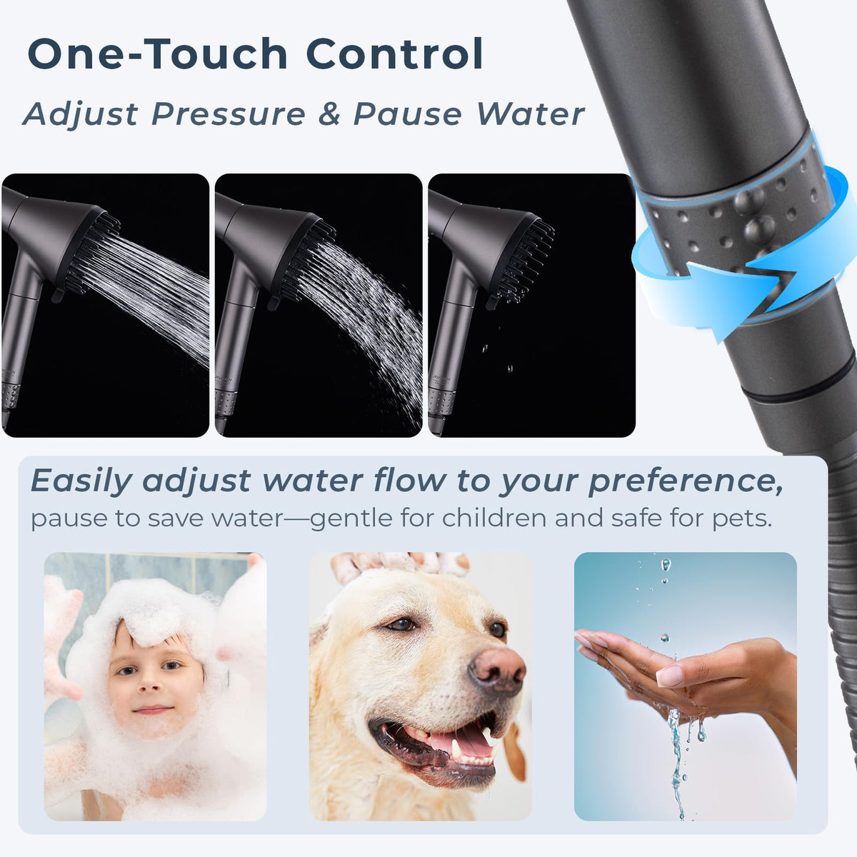Ryamen power wash mode: high-pressure spray for deep cleaning of corners and tubs.