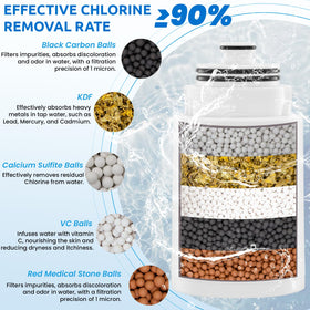Ryamen 2-pack filter with calcium sulfite balls for residual chlorine removal