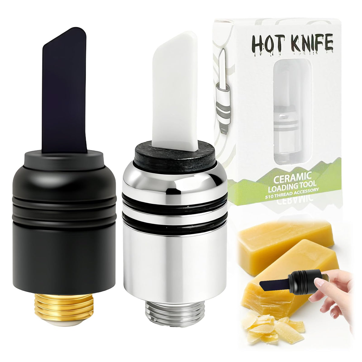 Ryetvok 2-pack silver ceramic heating head ready for precise wax slicing.