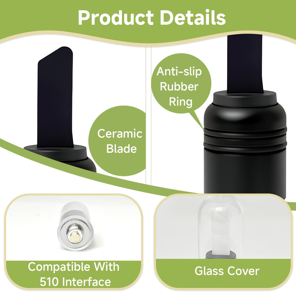 Ryetvok protective caps keep ceramic heads clean and safe.