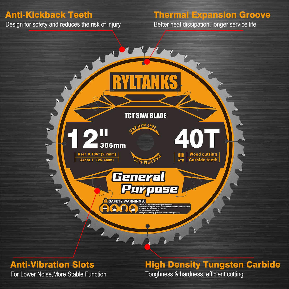 Ryltanks 12-inch ultra finish blade for ultra-fine cuts on hardwoods