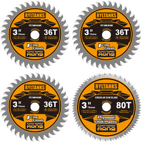 Ryltanks 3in 36T carbide blade close-up for durable wood cuts