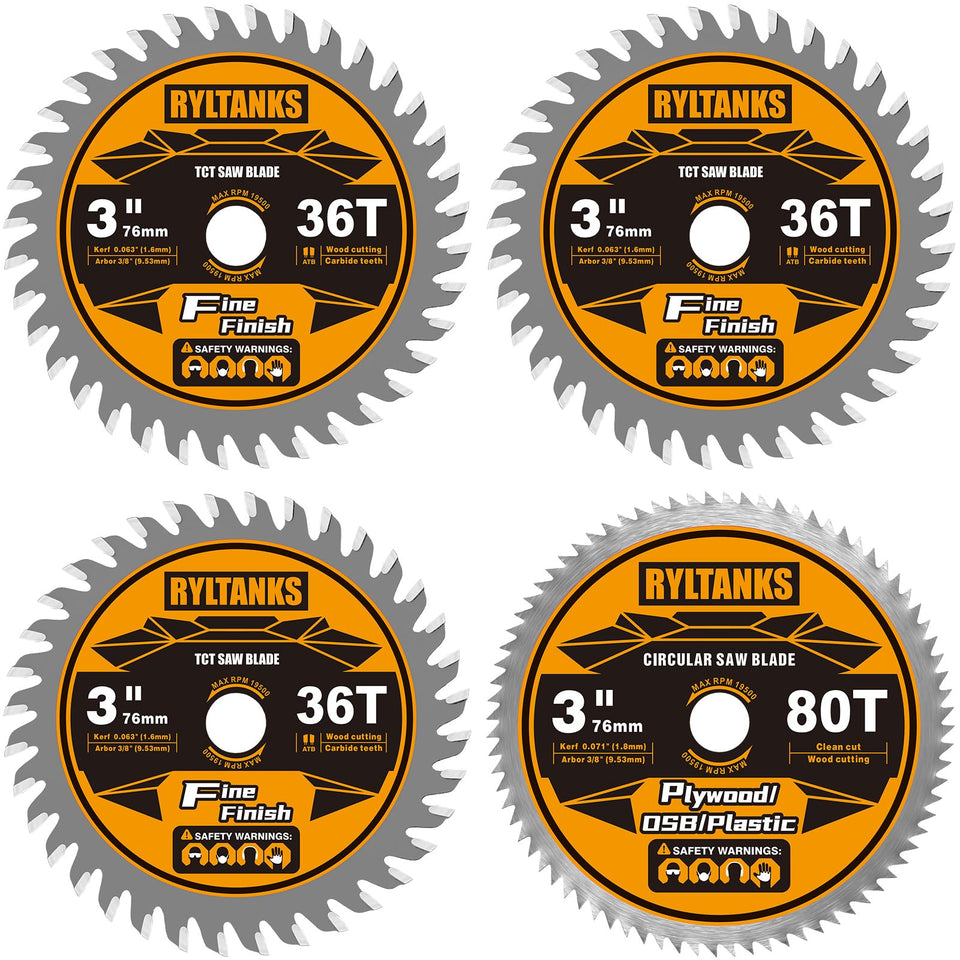 Ryltanks 3in 36T carbide blade close-up for durable wood cuts