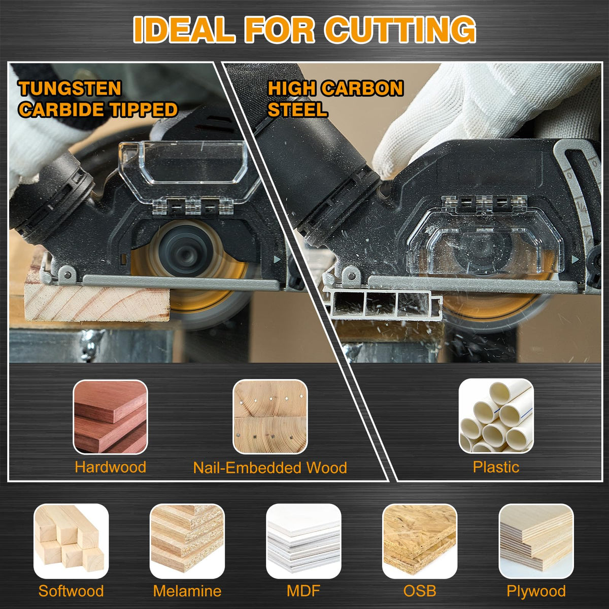 Ryltanks 3in 80T blade close-up highlighting kerf and clean starts