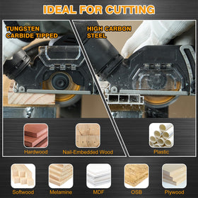 Ryltanks 3in 80T blade close-up highlighting kerf and clean starts