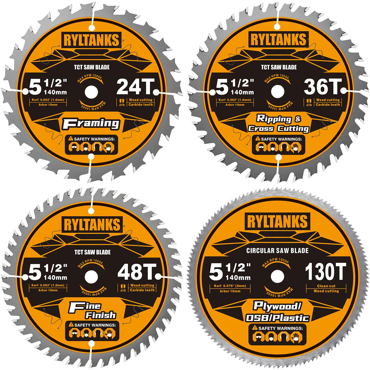 Ryltanks 24T blade with 10 mm arbor delivering framing-ready cuts