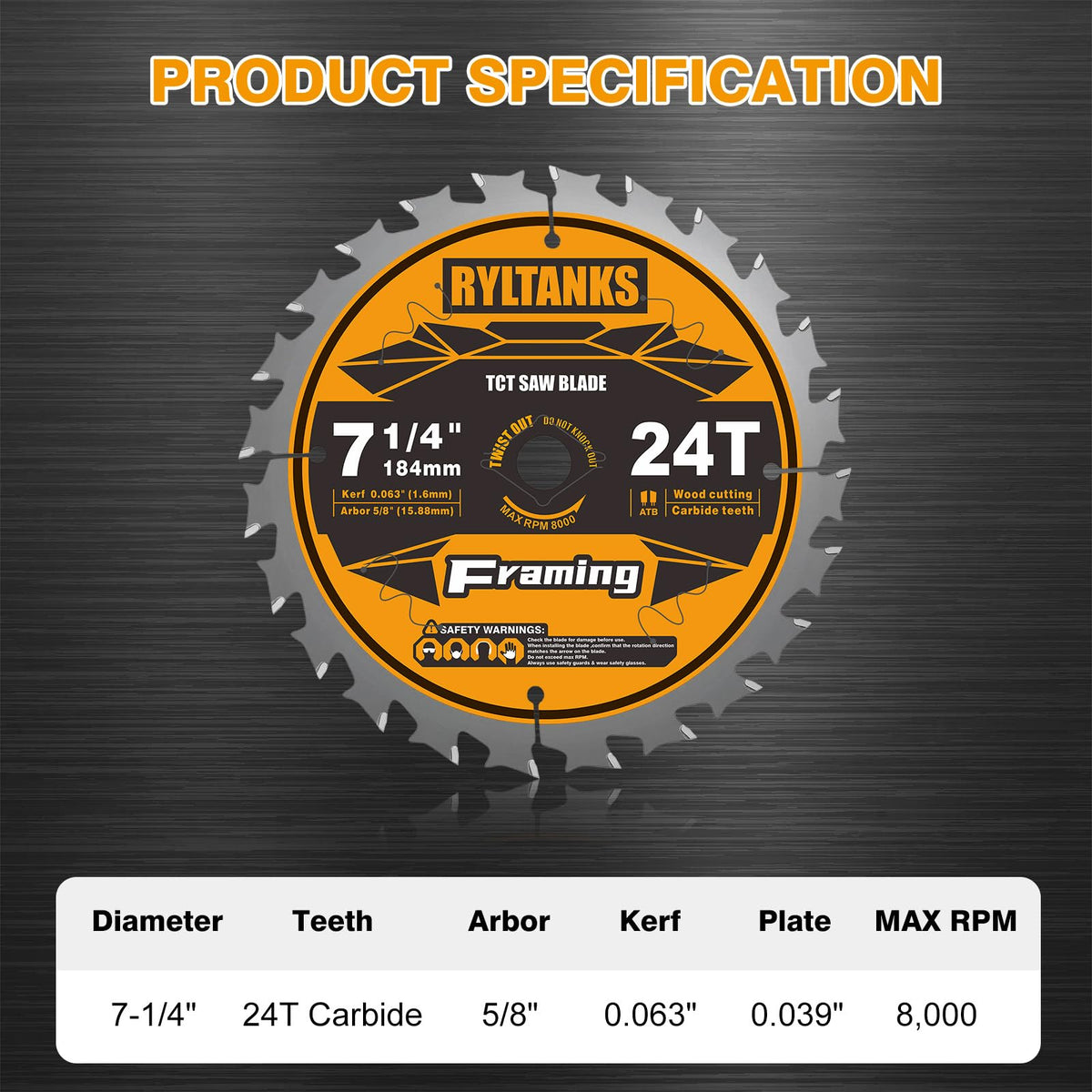 Ryltanks 5/8 inch arbor diamond knockout blade for universal saw compatibility