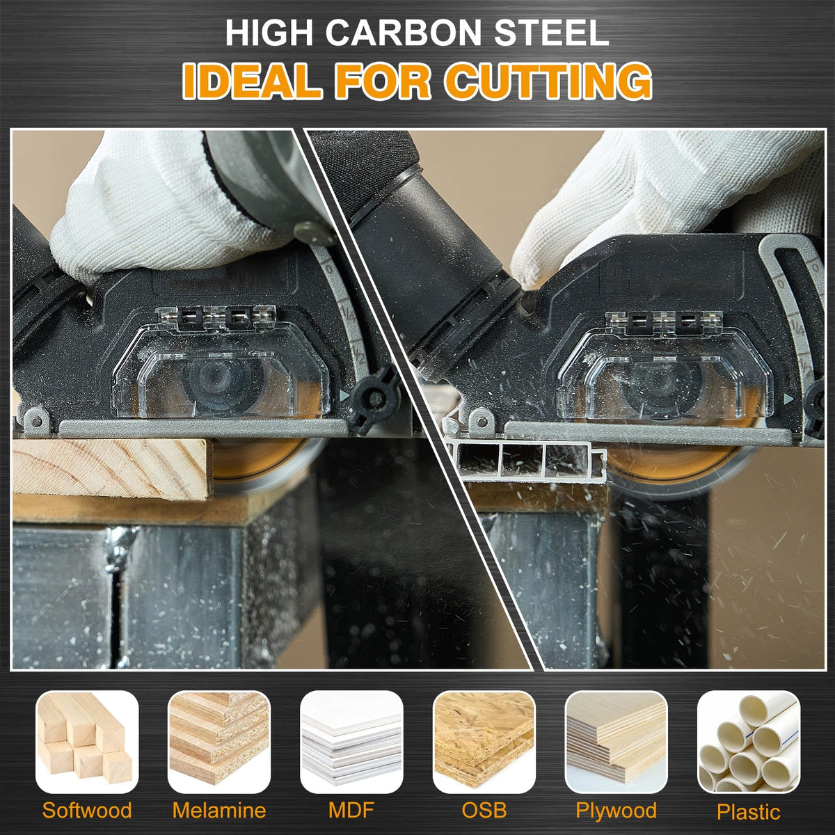 Ryltanks carbon steel blade delivers durable performance during tough cuts.