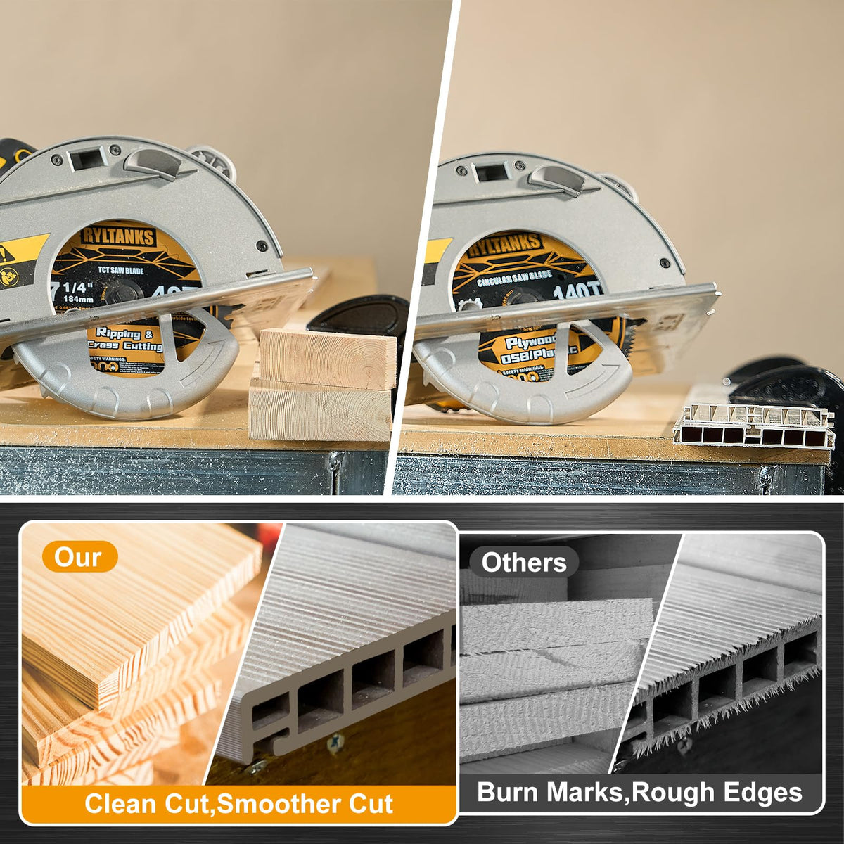 Ryltanks 5/8-inch arbor blades fit most major brands.