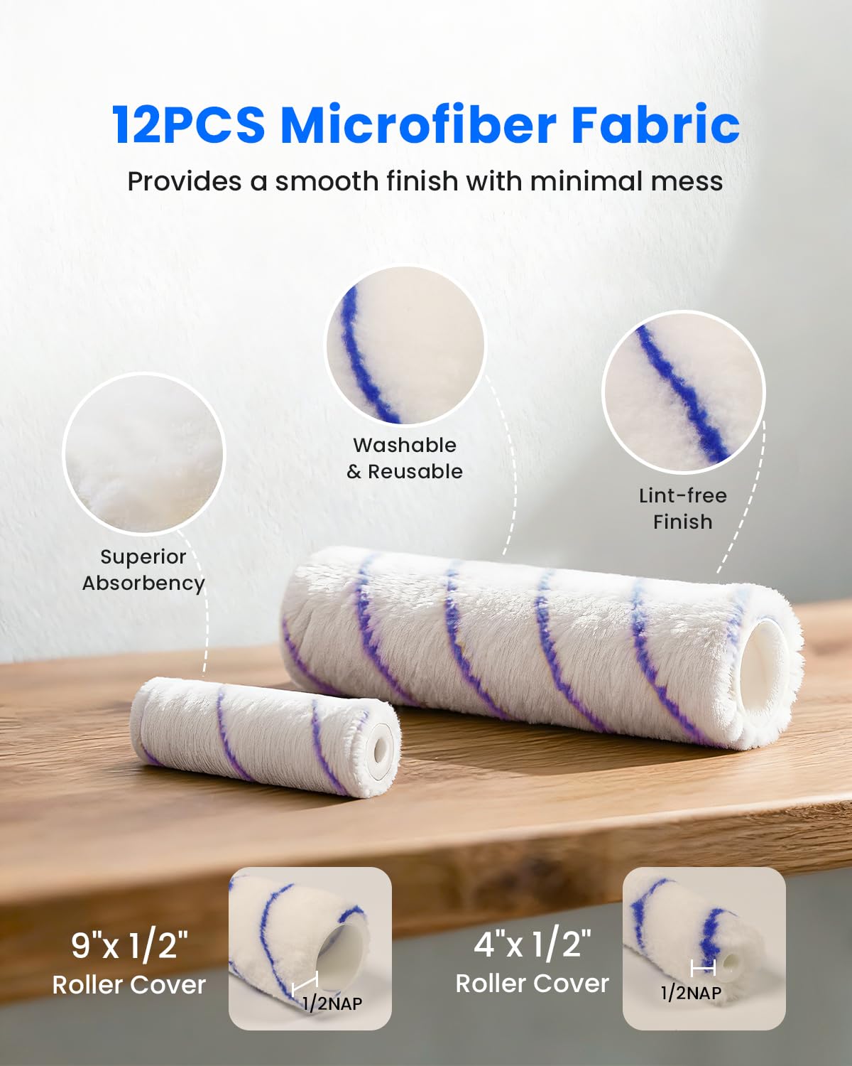 RYMTOX microfiber 9-inch roller for even coverage
