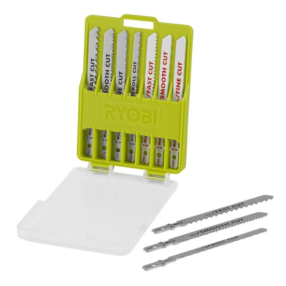 Ryobi A14AK10 all-purpose jig saw blade kit with 10 blades for versatile cuts