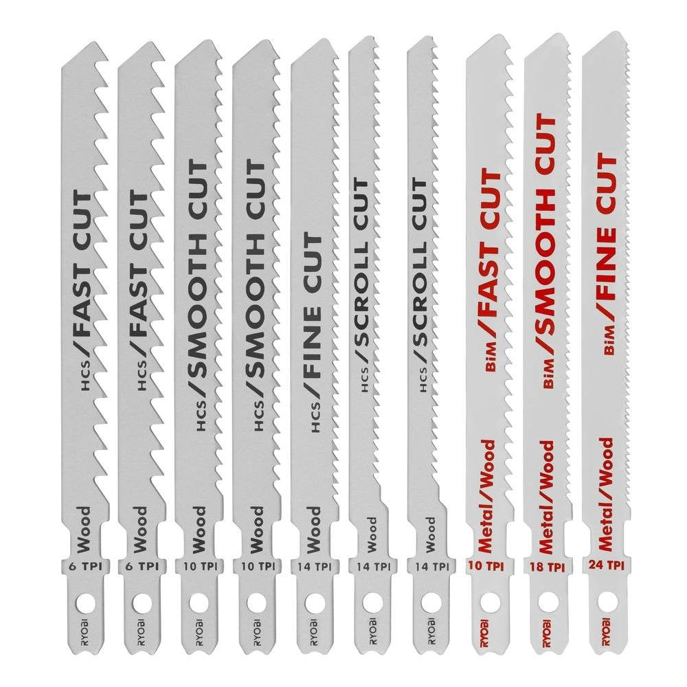 Ryobi A14AK10 jig saw blades closeup showing teeth for precise cuts