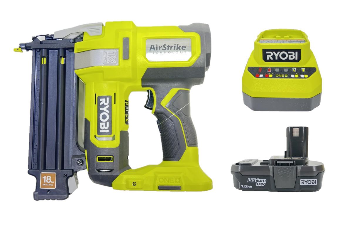 RYOBI AirStrike nailer in use on trim work for fast, cordless nailing.