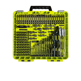 RYOBI 106-piece kit with case open displaying versatile drill and driving bits