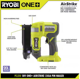 RYOBI ONEAND 18V AirStrike nailer in hand demonstrates portable, cordless convenience for quick trim work.