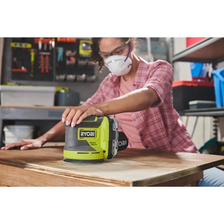 RYOBI ONEAND 18V cordless sander side view highlighting slim profile for tight spaces