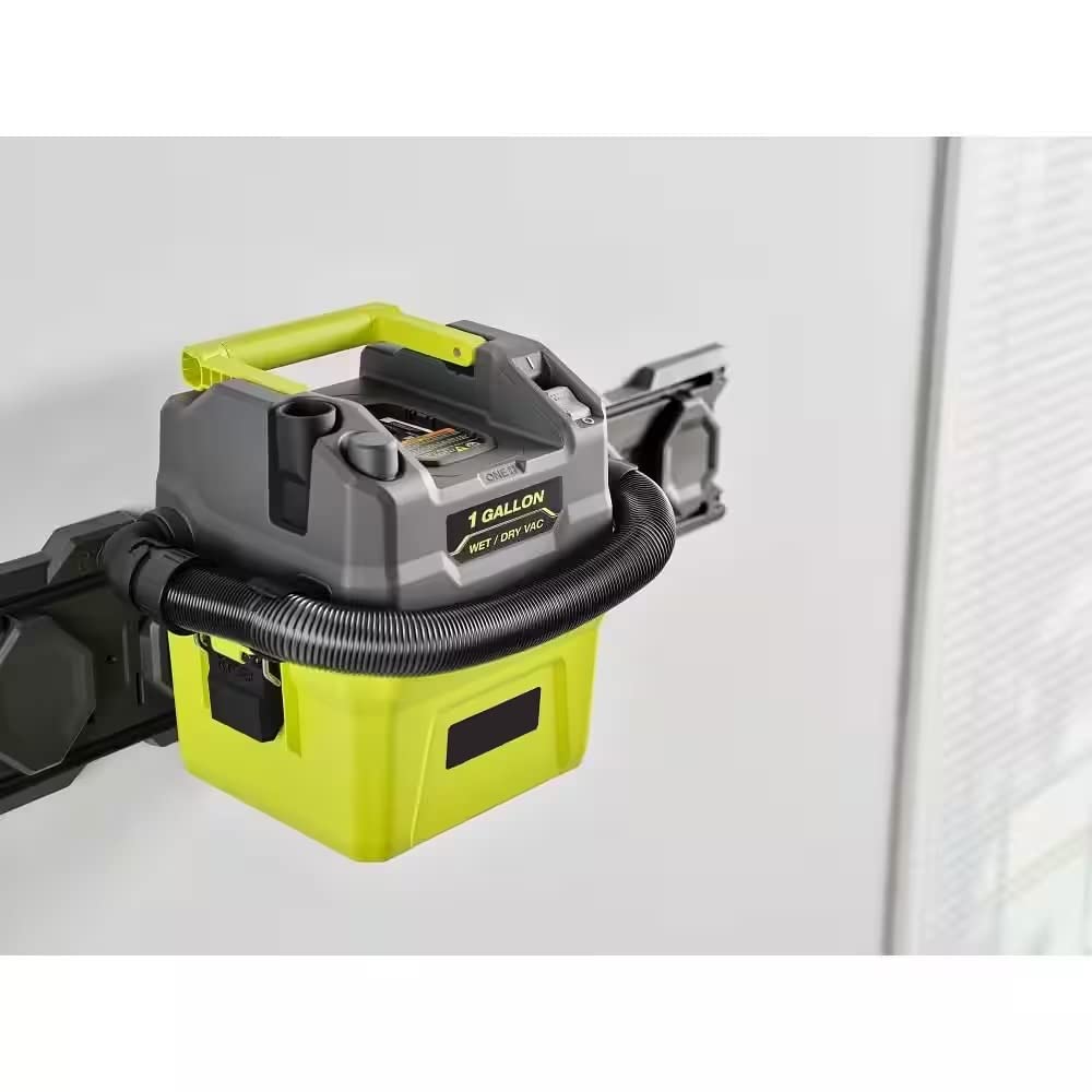 RYOBI ONEAND 18V dust container highlighting simple emptying and sealing