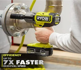 RYOBI ONEAND HP 18V brushless impact wrench in use illustrates efficient performance on challenging tasks.