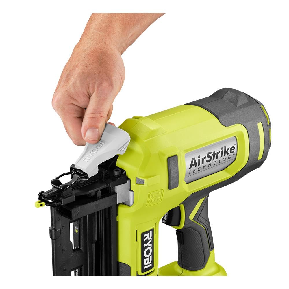 RYOBI ONE+ 18V AirStrike Nailer tight-nose for accessing tight spots.