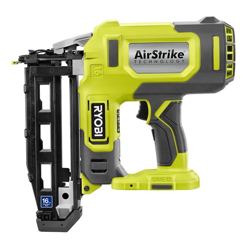 RYOBI ONE+ 18V AirStrike Nailer tool-only for cordless setup and mobility.