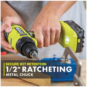 RYOBI ONE+ PCL206B chuck closeup demonstrates secure bit retention for quick jobs