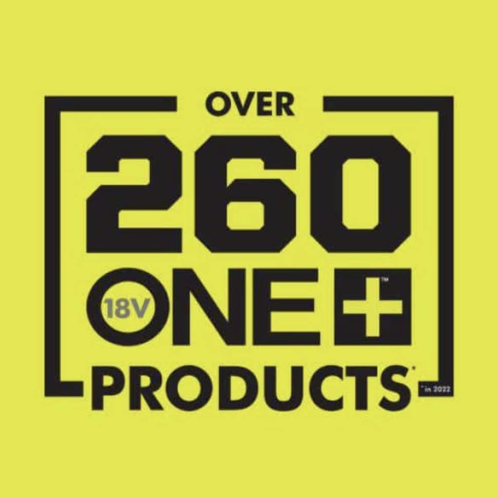 RYOBI ONE+ PCL206B system graphic conveys compatibility with hundreds of ONE+ tools