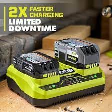 RYOBI ONE+ 18V dual-port charger LED indicators for charging status and quick troubleshooting