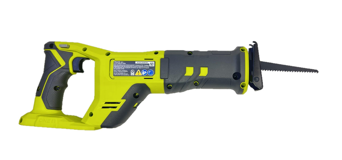Pivoting shoe stabilizes cuts on uneven surfaces with the RYOBI saw.