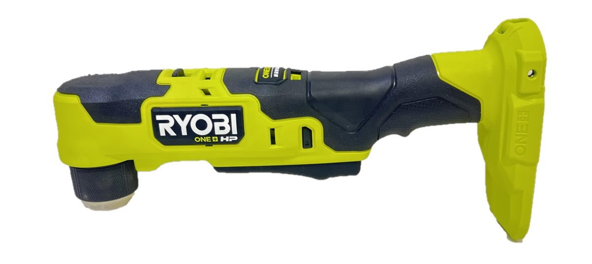 RYOBI ONE+ HP 18V compact drill head angle enables overhead work.