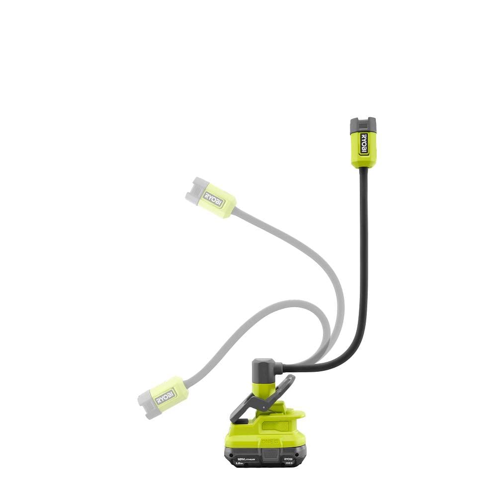RYOBI PCL665 LED flood mode brightening a wide workspace