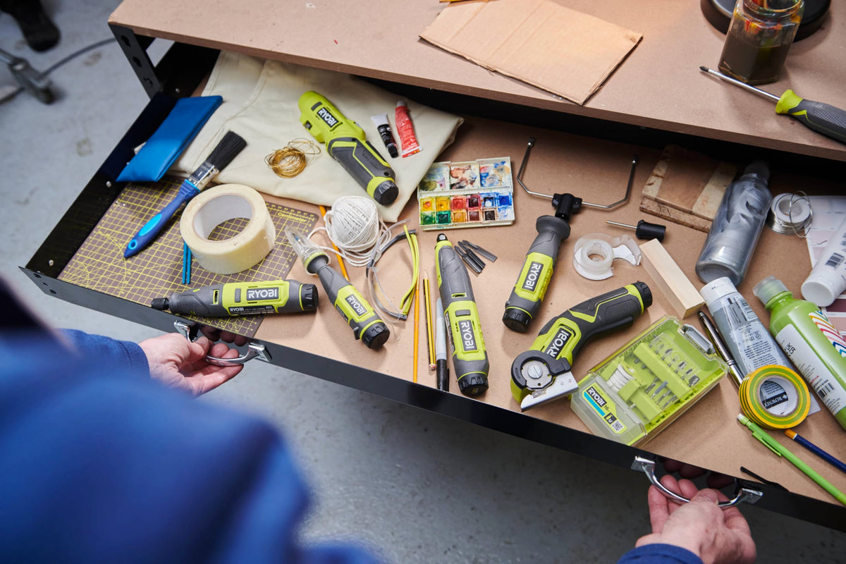 Removable Ryobi 4V battery with easy access swap