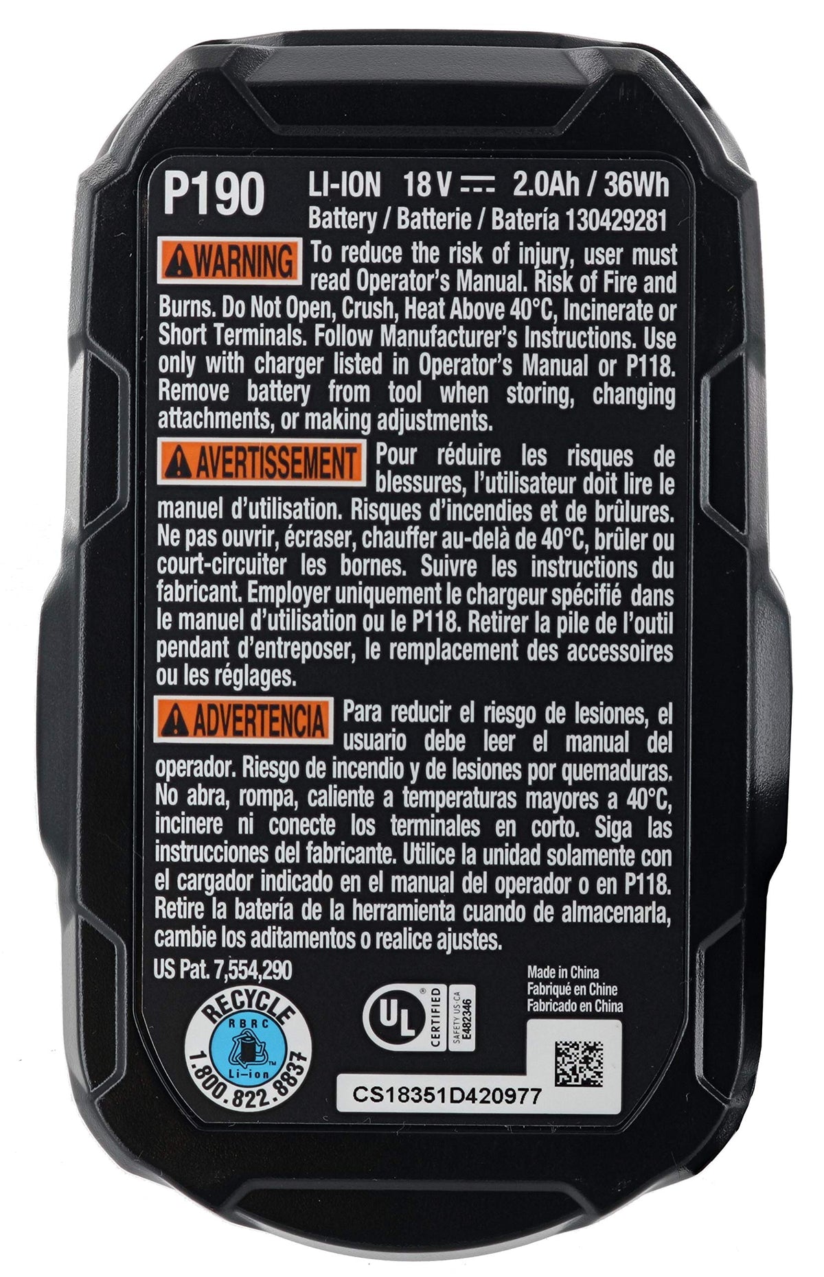 RYOBI P190 compact design reducing user fatigue during long jobs.